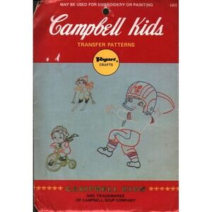 Vintage Vogart Crafts 4101 Campbell Kids Embroidery Transfer Patterns Retro